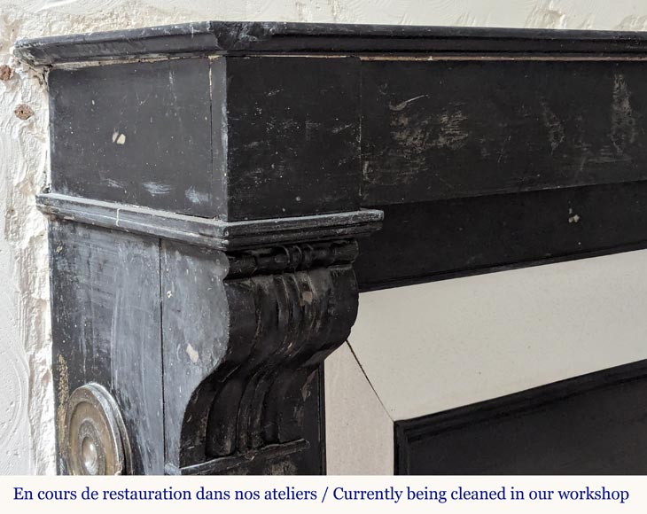 Napoleon III style mantel with black marble modillions Napoleon III style mantel with black marble modillions-3
