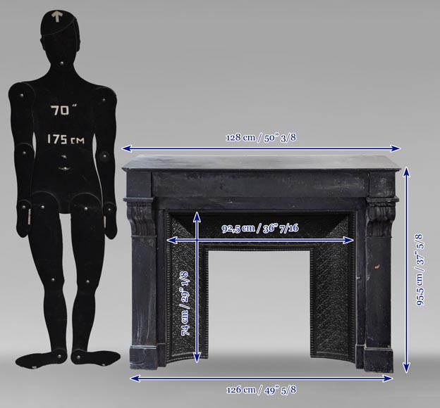 Napoleon III style mantel with black marble modillions Napoleon III style mantel with black marble modillions-9