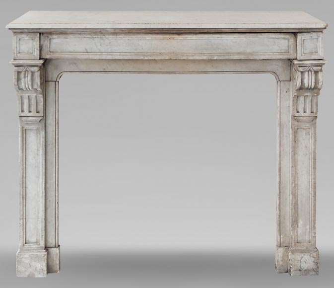 Napoleon III style mantel with modillion in Carrara marble Napoleon III style mantel with modillion in Carrara marble-0