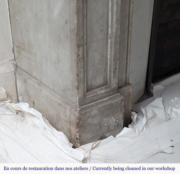 Napoleon III style mantel with modillion in Carrara marble Napoleon III style mantel with modillion in Carrara marble-5