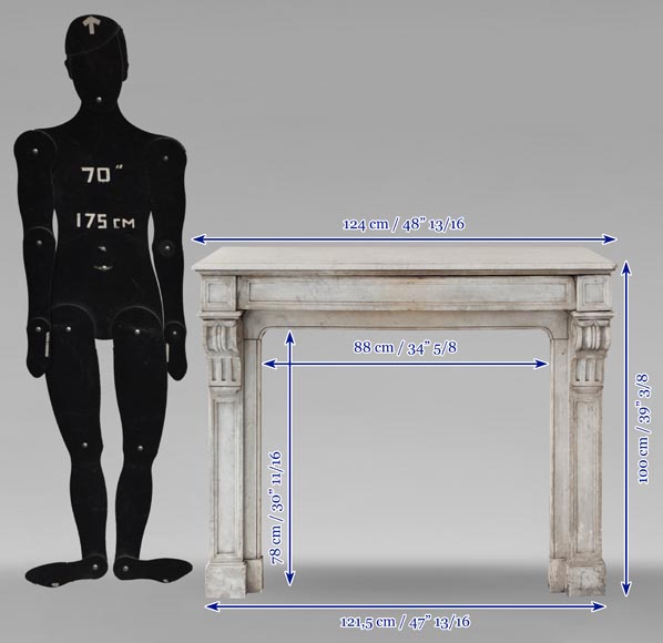 Napoleon III style mantel with modillion in Carrara marble Napoleon III style mantel with modillion in Carrara marble-10