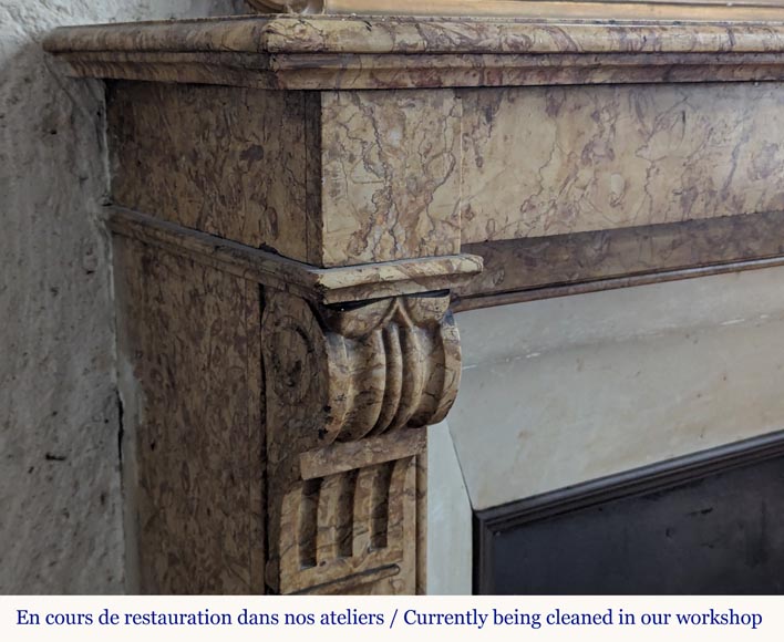 Napoleon III style mantel with modillion in Brocatelle marble Napoleon III style mantel with modillion in Brocatelle marble-3
