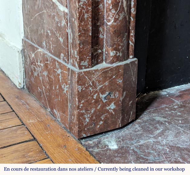 Louis XIV style mantel in Rouge du Nord marble Louis XIV style mantel in Rouge du Nord marble-4