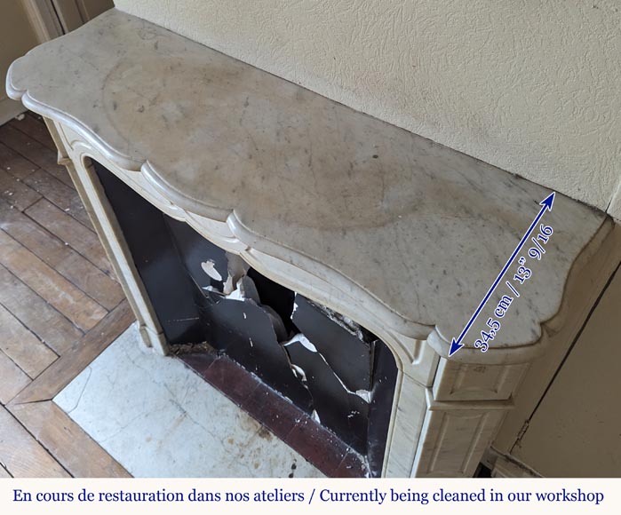 Louis XV style Pompadour mantel in Carrara marble Louis XV style Pompadour mantel in Carrara marble-8