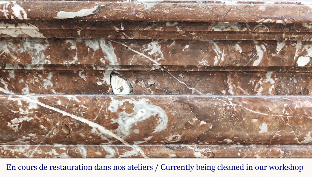 Louis XIV style fireplace in Rouge du Nord marble Louis XIV style fireplace in Rouge du Nord marble-1