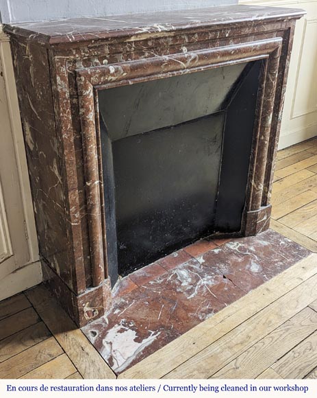 Louis XIV style fireplace in Rouge du Nord marble Louis XIV style fireplace in Rouge du Nord marble-2