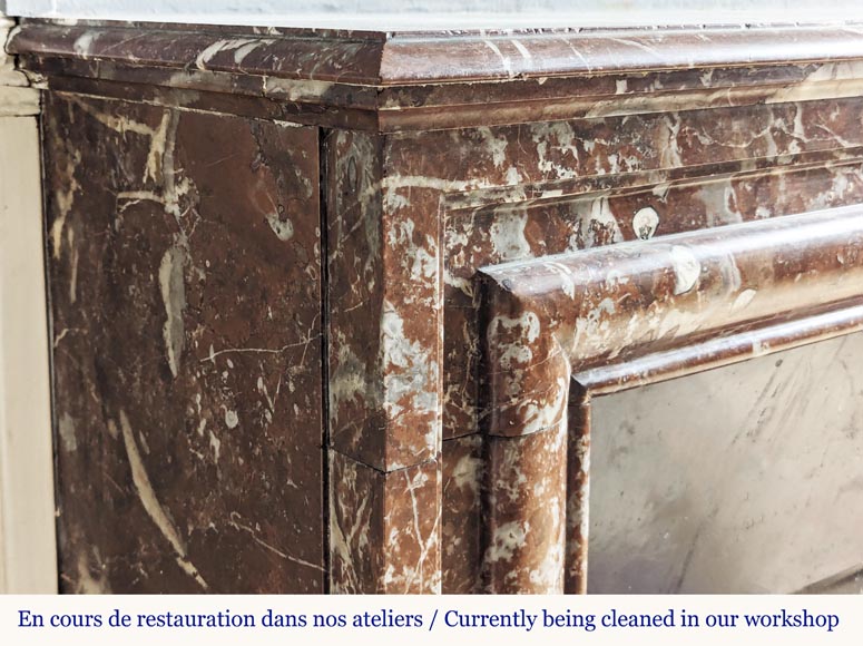 Louis XIV style fireplace in Rouge du Nord marble Louis XIV style fireplace in Rouge du Nord marble-3