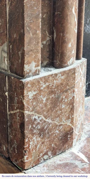 Louis XIV style fireplace in Rouge du Nord marble Louis XIV style fireplace in Rouge du Nord marble-4