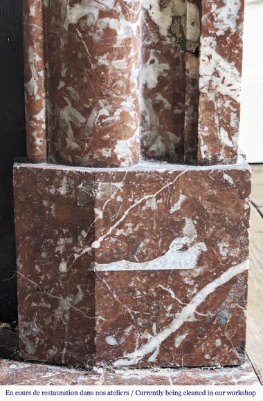 Louis XIV style fireplace in Rouge du Nord marble Louis XIV style fireplace in Rouge du Nord marble-7
