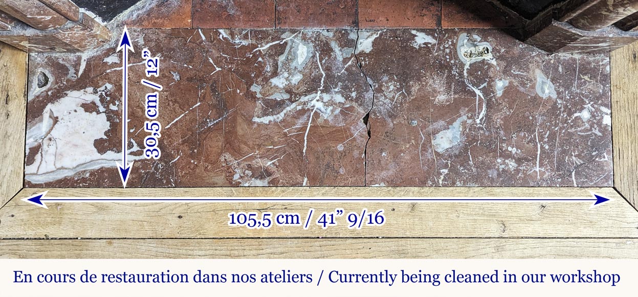 Louis XIV style fireplace in Rouge du Nord marble Louis XIV style fireplace in Rouge du Nord marble-8