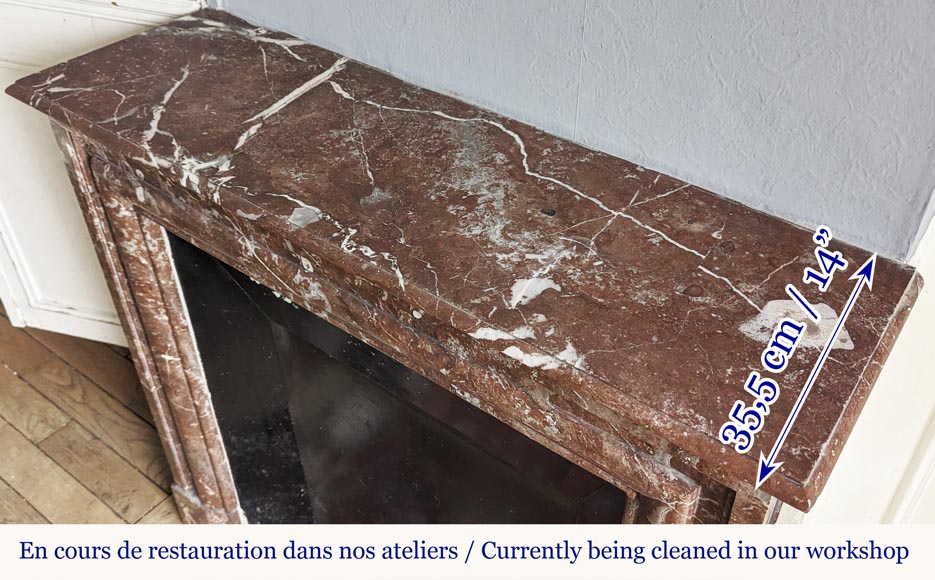 Louis XIV style fireplace in Rouge du Nord marble Louis XIV style fireplace in Rouge du Nord marble-9
