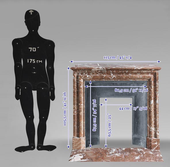 Louis XIV style fireplace in Rouge du Nord marble Louis XIV style fireplace in Rouge du Nord marble-10