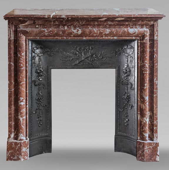 Louis XIV style mantel in Rouge du Nord marble Louis XIV style mantel in Rouge du Nord marble-0