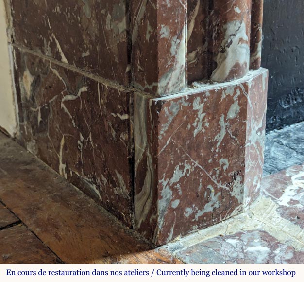 Louis XIV style mantel in Rouge du Nord marble Louis XIV style mantel in Rouge du Nord marble-4