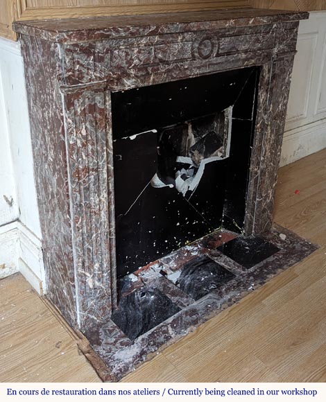 Louis XVI style mantel in Royal Red marble Louis XVI style mantel in Royal Red marble-3