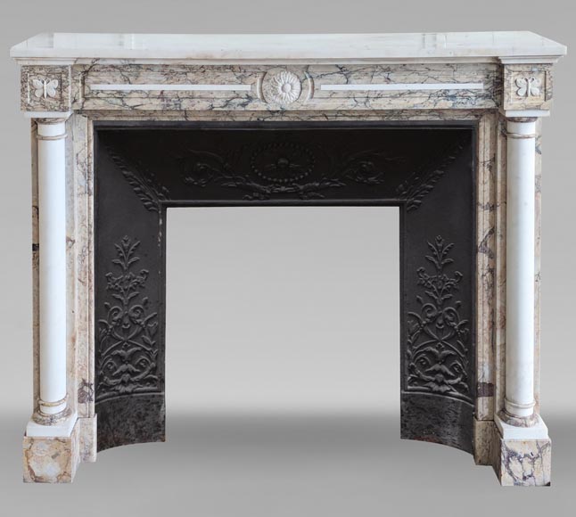 Two-tone Directoire style marble mantel decorated with butterflies Two-tone Directoire style marble mantel decorated with butterflies-0