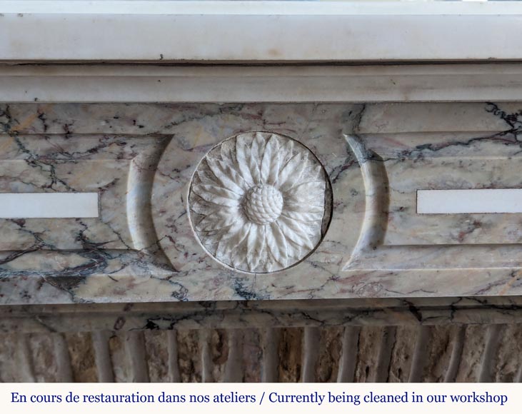 Two-tone Directoire style marble mantel decorated with butterflies Two-tone Directoire style marble mantel decorated with butterflies-1
