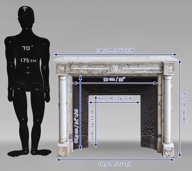 Two-tone Directoire style marble mantel decorated with butterflies Two-tone Directoire style marble mantel decorated with butterflies-10