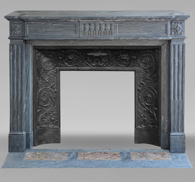 Louis XVI mantel in Turquin marble with curved flutes Louis XVI mantel in Turquin marble with curved flutes-0
