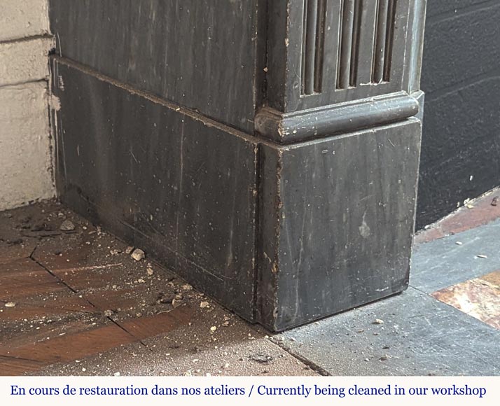 Louis XVI mantel in Turquin marble with curved flutes Louis XVI mantel in Turquin marble with curved flutes-4