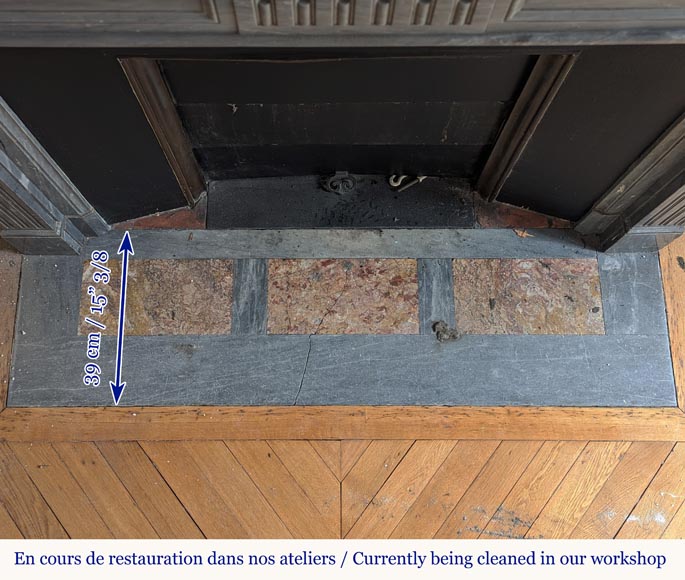 Louis XVI mantel in Turquin marble with curved flutes Louis XVI mantel in Turquin marble with curved flutes-8