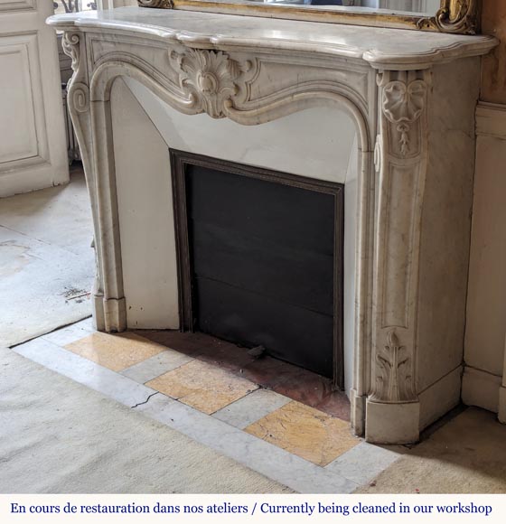 Louis XV style Carrara marble mantel with palmette motif Louis XV style Carrara marble mantel with palmette motif-6
