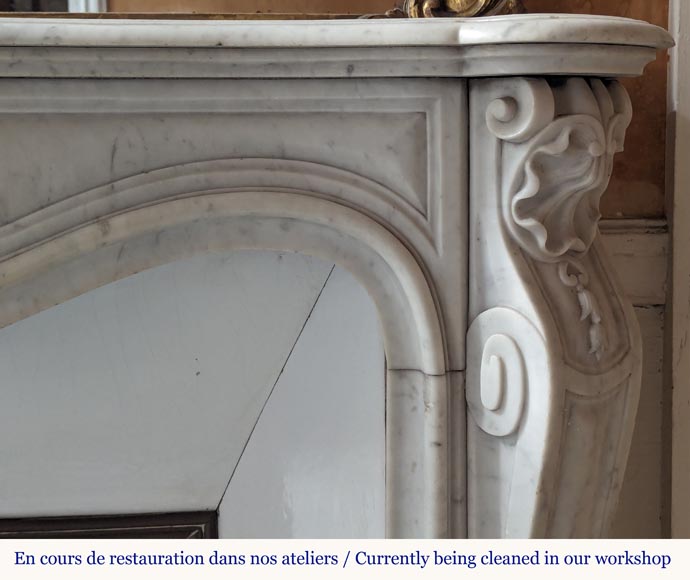 Louis XV style Carrara marble mantel with palmette motif Louis XV style Carrara marble mantel with palmette motif-7