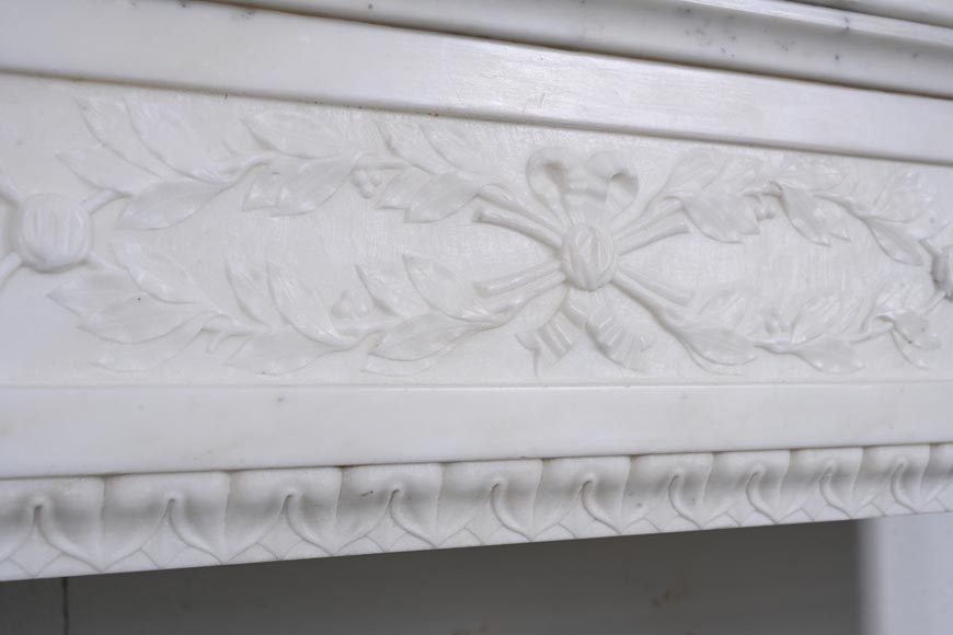 Louis XVI style Carrara marble mantel with half-columns Louis XVI style Carrara marble mantel with half-columns-2
