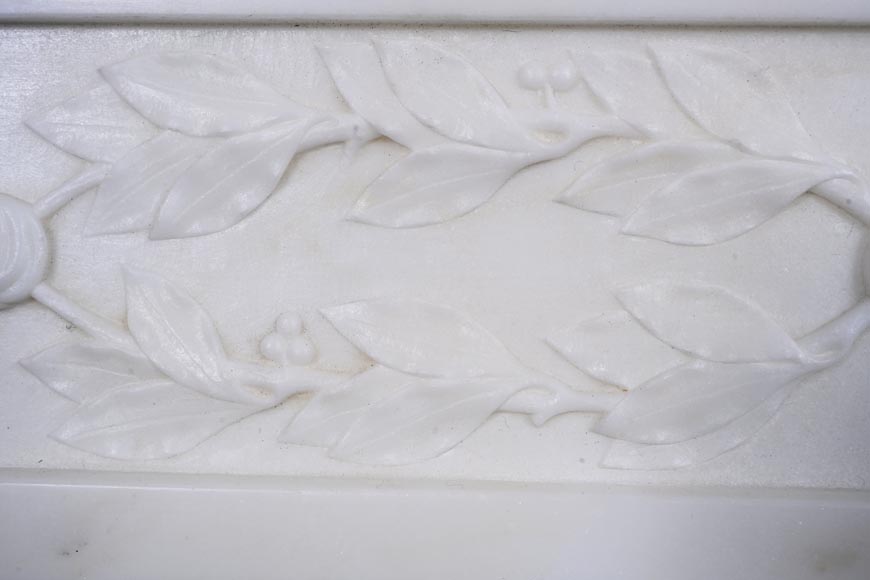 Louis XVI style Carrara marble mantel with half-columns Louis XVI style Carrara marble mantel with half-columns-3