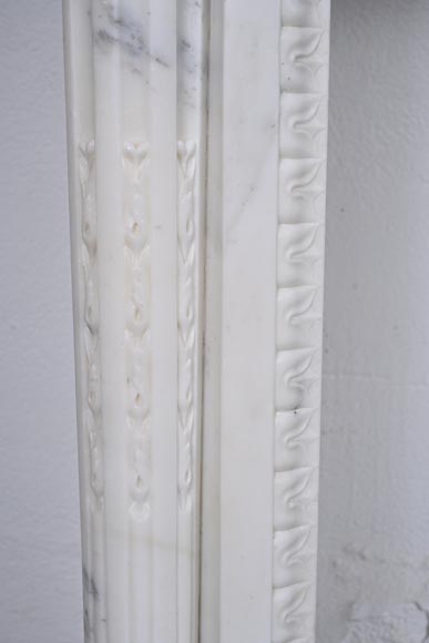 Louis XVI style Carrara marble mantel with half-columns Louis XVI style Carrara marble mantel with half-columns-7