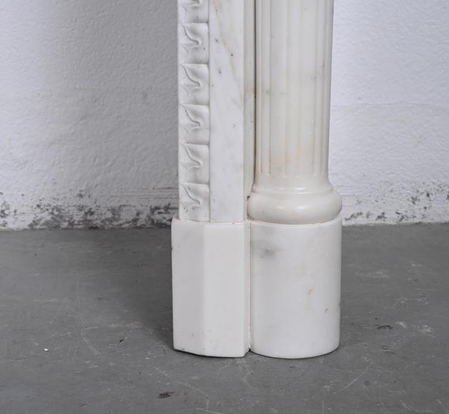 Louis XVI style Carrara marble mantel with half-columns Louis XVI style Carrara marble mantel with half-columns-11