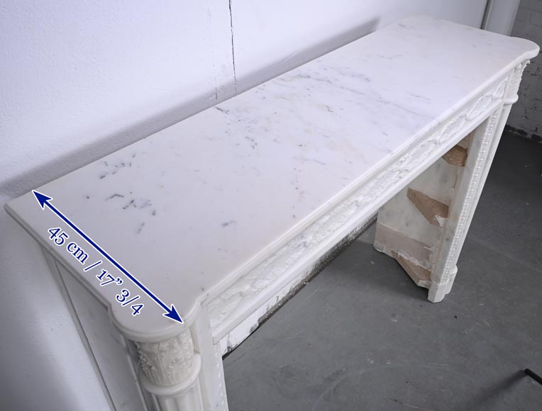 Louis XVI style Carrara marble mantel with half-columns Louis XVI style Carrara marble mantel with half-columns-12