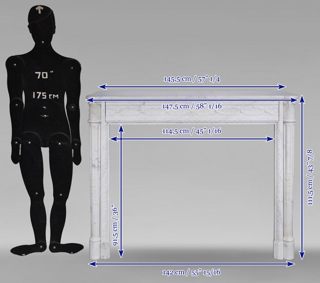 Louis XVI style Carrara marble mantel with half-columns Louis XVI style Carrara marble mantel with half-columns-13