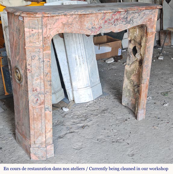 Louis XV style Pompadour mantel in Enjugerais marble Louis XV style Pompadour mantel in Enjugerais marble-2