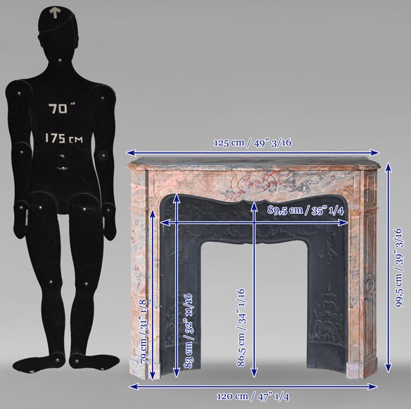 Louis XV style Pompadour mantel in Enjugerais marble Louis XV style Pompadour mantel in Enjugerais marble-9