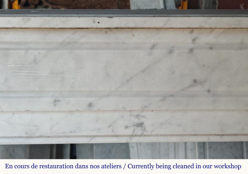 Louis XVI style molded Carrara marble mantel Louis XVI style molded Carrara marble mantel-1
