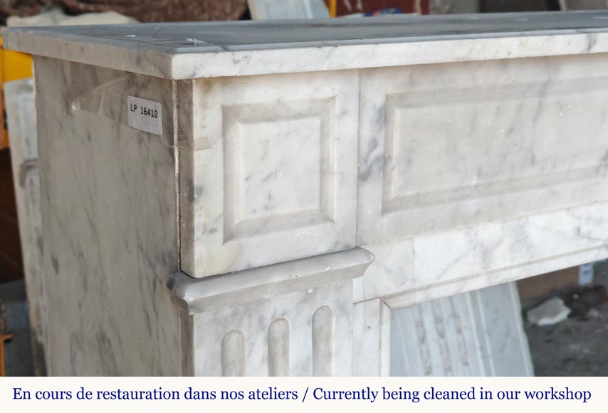 Louis XVI style molded Carrara marble mantel Louis XVI style molded Carrara marble mantel-3