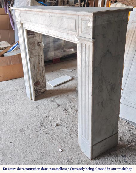 Louis XVI style molded Carrara marble mantel Louis XVI style molded Carrara marble mantel-5