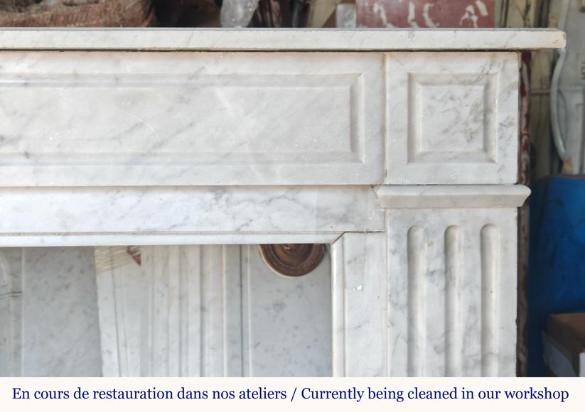 Louis XVI style molded Carrara marble mantel Louis XVI style molded Carrara marble mantel-6