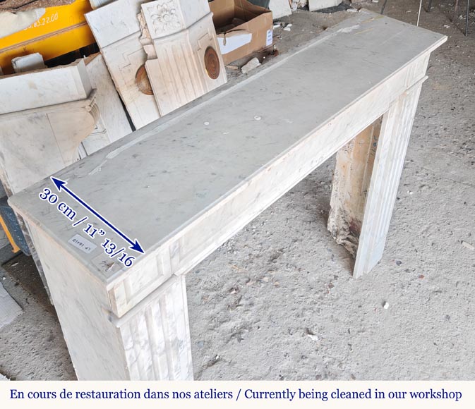Louis XVI style molded Carrara marble mantel Louis XVI style molded Carrara marble mantel-8