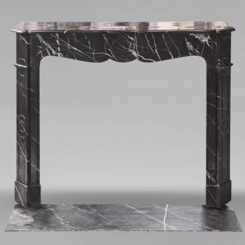 Louis XV style Pompadour mantel in black Marquina marble