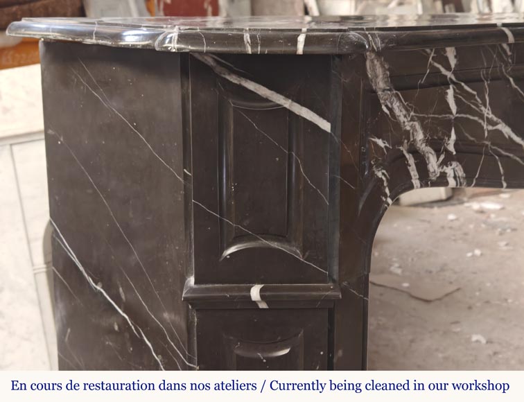 Louis XV style Pompadour mantel in black Marquina marble Louis XV style Pompadour mantel in black Marquina marble-3
