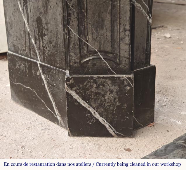 Louis XV style Pompadour mantel in black Marquina marble Louis XV style Pompadour mantel in black Marquina marble-4