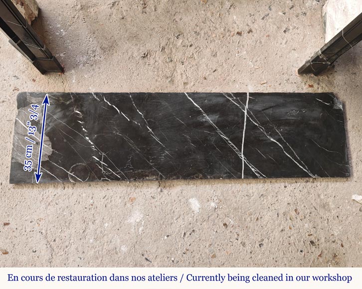 Louis XV style Pompadour mantel in black Marquina marble Louis XV style Pompadour mantel in black Marquina marble-8