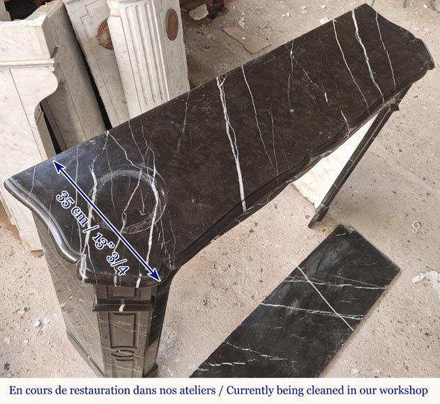 Louis XV style Pompadour mantel in black Marquina marble Louis XV style Pompadour mantel in black Marquina marble-9