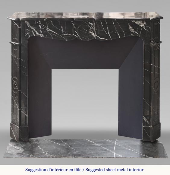Louis XV style Pompadour mantel in black Marquina marble Louis XV style Pompadour mantel in black Marquina marble-10