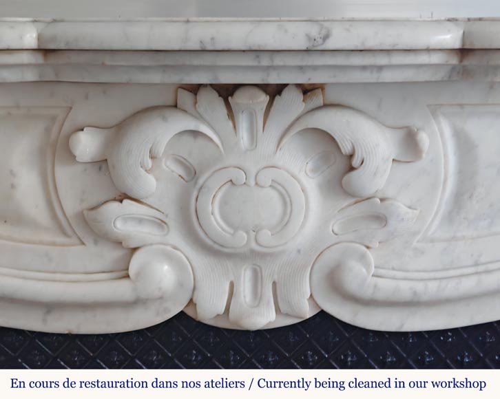 Louis XV style Carrara marble mantel with palmette motif Louis XV style Carrara marble mantel with palmette motif-1