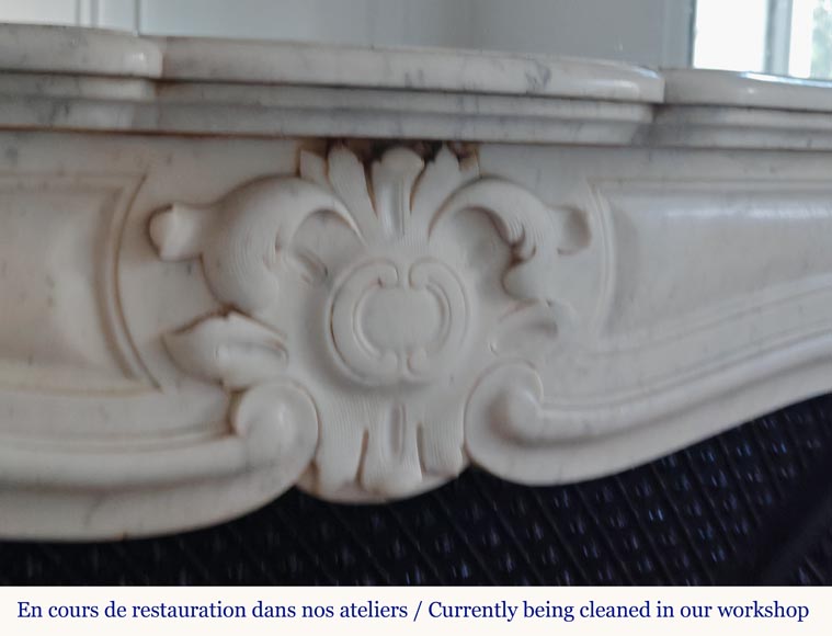 Louis XV style Carrara marble mantel with palmette motif Louis XV style Carrara marble mantel with palmette motif-2