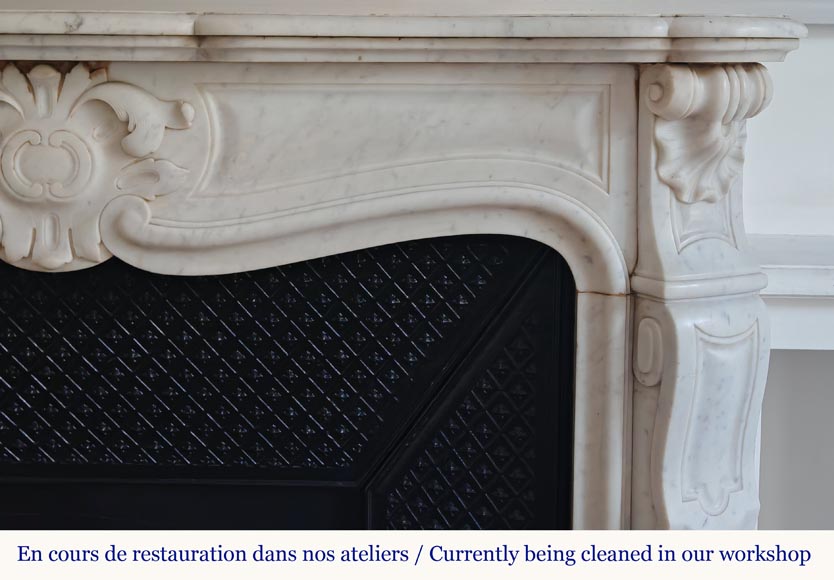 Louis XV style Carrara marble mantel with palmette motif Louis XV style Carrara marble mantel with palmette motif-6