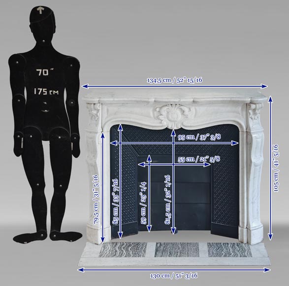 Louis XV style Carrara marble mantel with palmette motif Louis XV style Carrara marble mantel with palmette motif-10